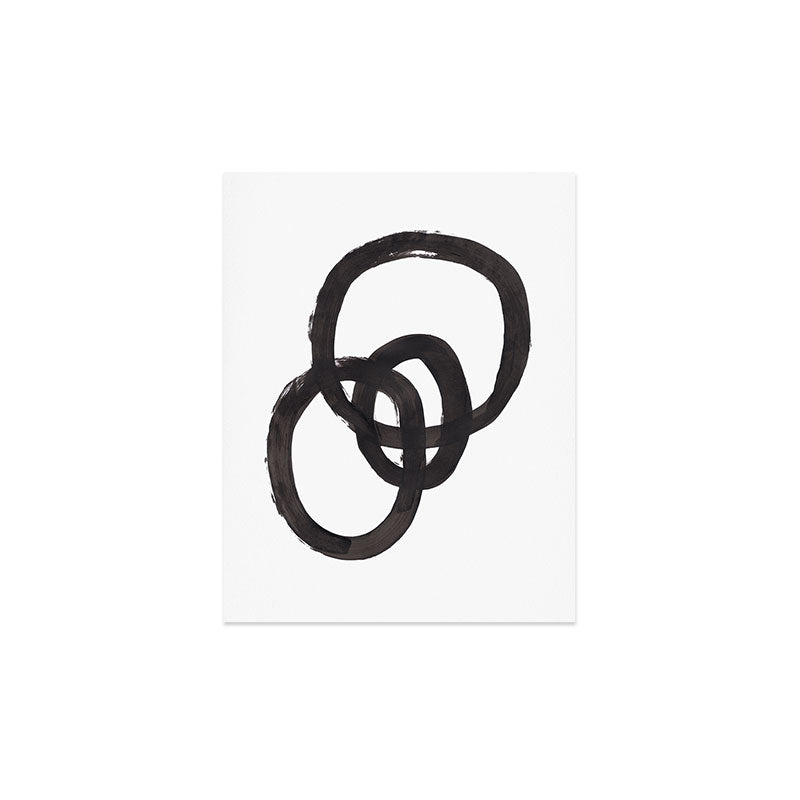 And I Op' Minimalist Ink Line Drawing Abstract Black Brush Strokes Modern Funky Maze by Ejaaz Haniff  Art Print