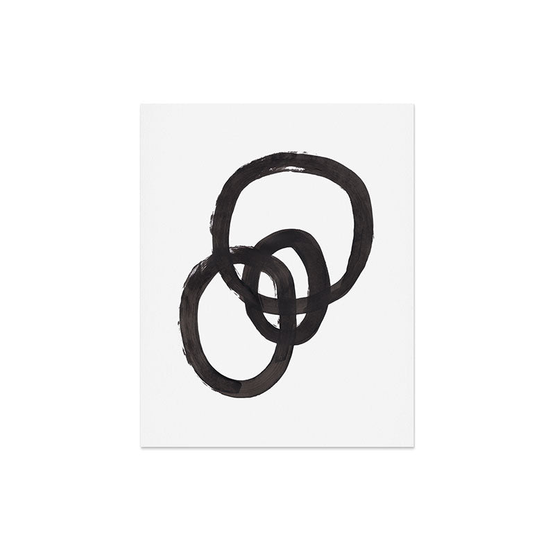 And I Op' Minimalist Ink Line Drawing Abstract Black Brush Strokes Modern Funky Maze by Ejaaz Haniff  Art Print