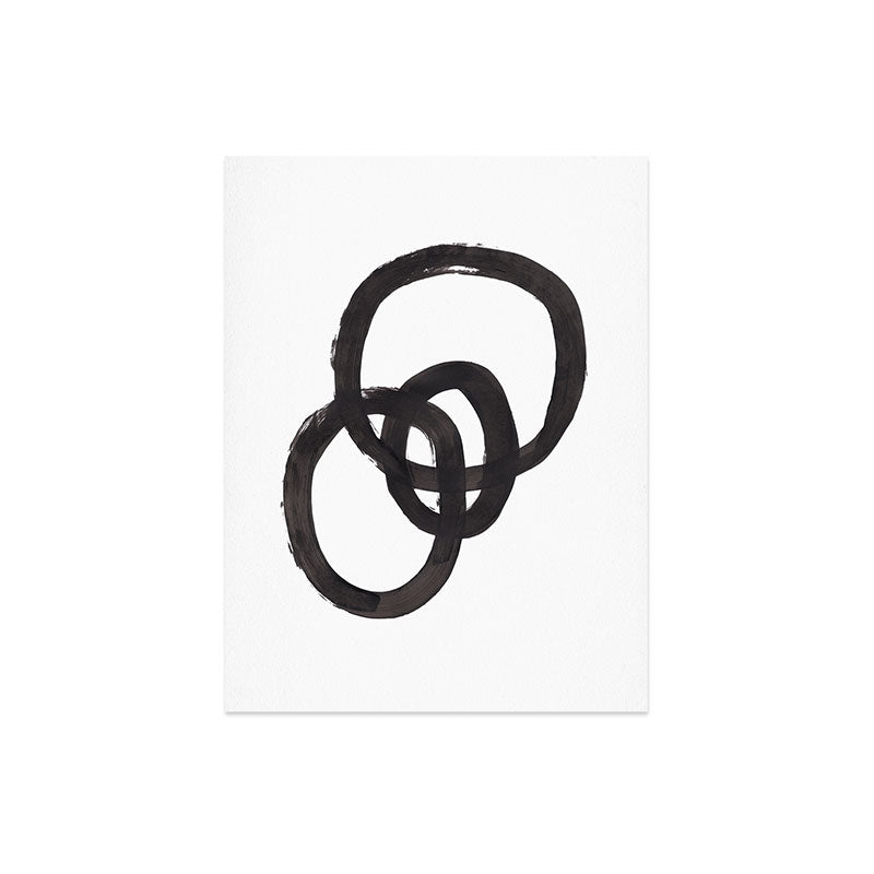 And I Op' Minimalist Ink Line Drawing Abstract Black Brush Strokes Modern Funky Maze by Ejaaz Haniff  Art Print