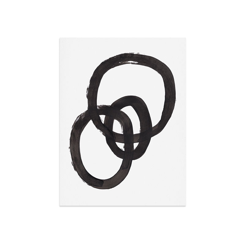 And I Op' Minimalist Ink Line Drawing Abstract Black Brush Strokes Modern Funky Maze by Ejaaz Haniff  Art Print