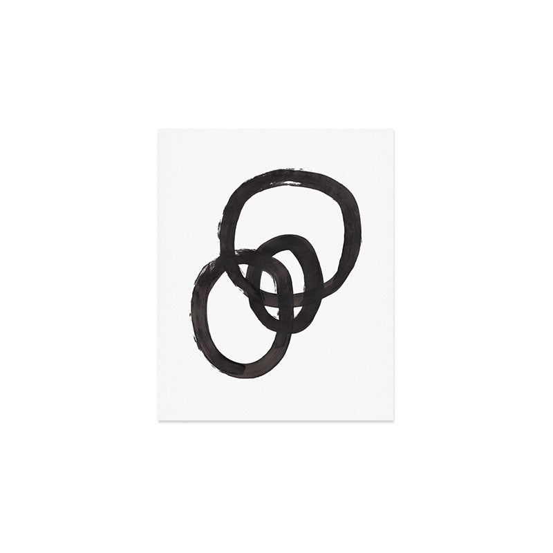 And I Op' Minimalist Ink Line Drawing Abstract Black Brush Strokes Modern Funky Maze by Ejaaz Haniff  Art Print