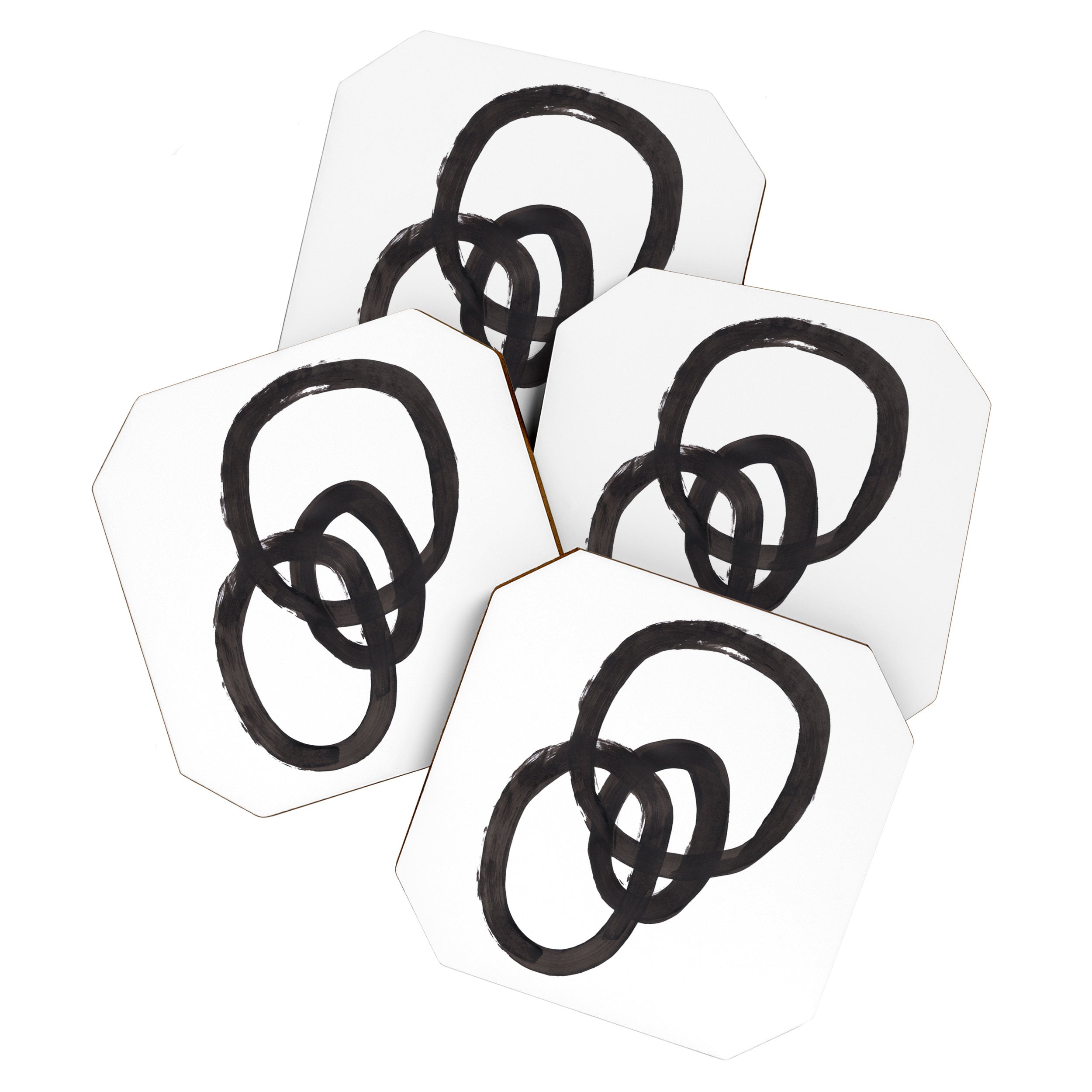 And I Op' Minimalist Ink Line Drawing Abstract Black Brush Strokes Modern Funky Maze by Ejaaz Haniff  Coaster