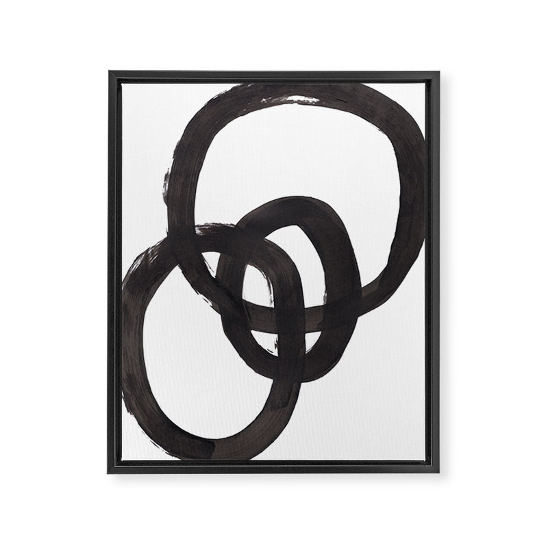 And I Op' Minimalist Ink Line Drawing Abstract Black Brush Strokes Modern Funky Maze by Ejaaz Haniff  Framed Canvas Print