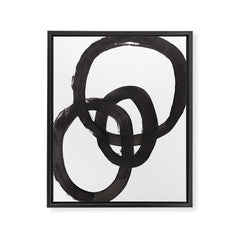 And I Op' Minimalist Ink Line Drawing Abstract Black Brush Strokes Modern Funky Maze by Ejaaz Haniff  Framed Canvas Print