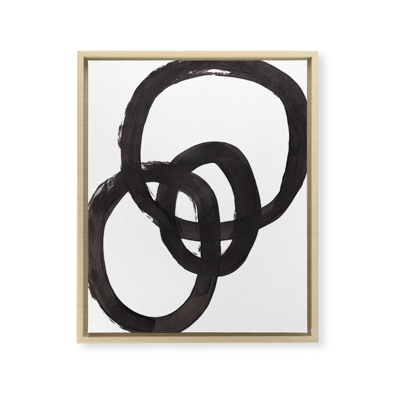 And I Op' Minimalist Ink Line Drawing Abstract Black Brush Strokes Modern Funky Maze by Ejaaz Haniff  Framed Canvas Print