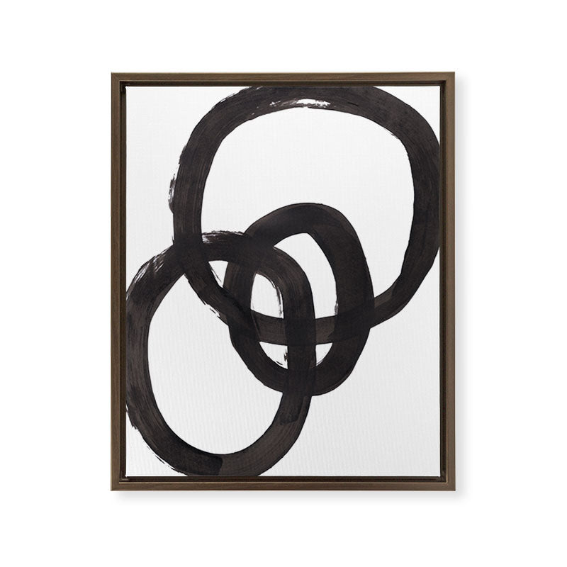 And I Op' Minimalist Ink Line Drawing Abstract Black Brush Strokes Modern Funky Maze by Ejaaz Haniff  Framed Canvas Print