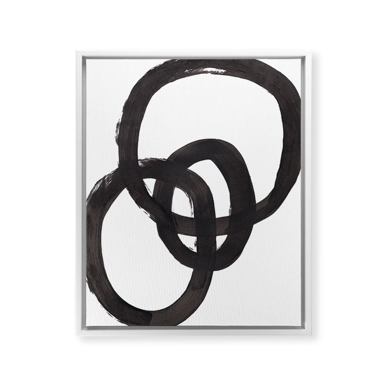 And I Op' Minimalist Ink Line Drawing Abstract Black Brush Strokes Modern Funky Maze by Ejaaz Haniff  Framed Canvas Print
