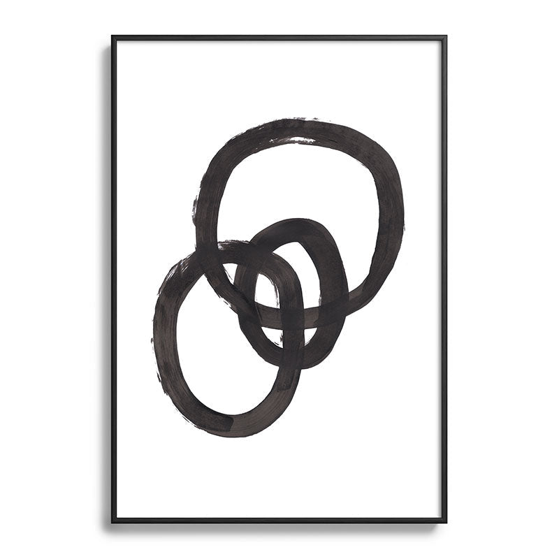 And I Op' Minimalist Ink Line Drawing Abstract Black Brush Strokes Modern Funky Maze by Ejaaz Haniff  Framed Art Print