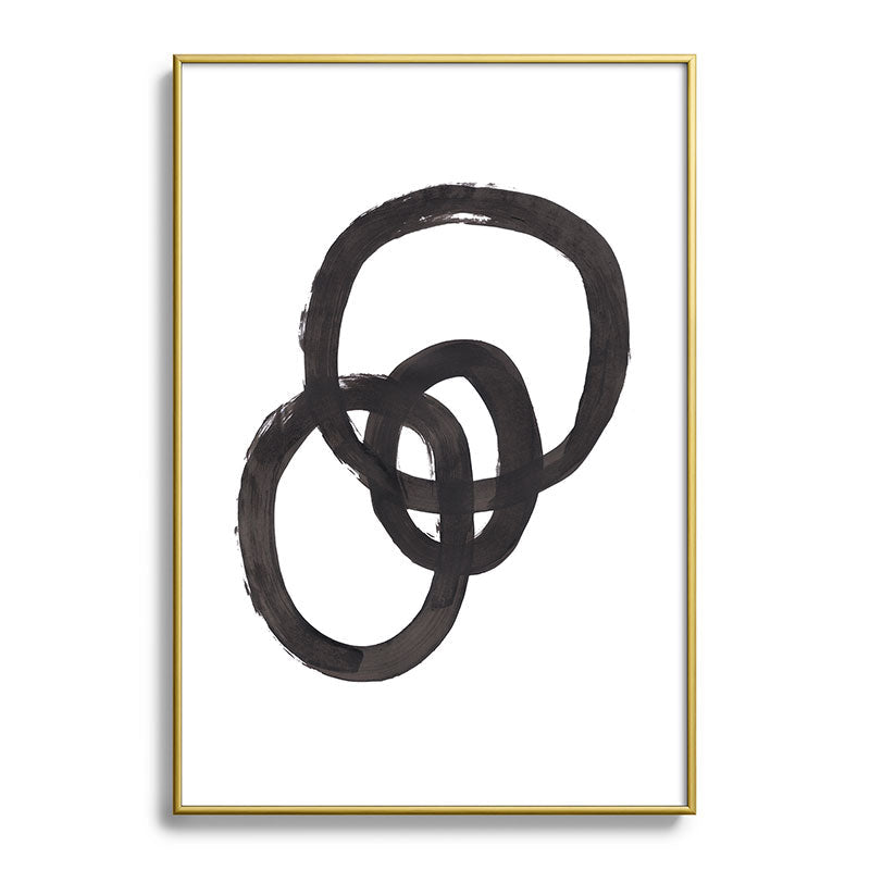 And I Op' Minimalist Ink Line Drawing Abstract Black Brush Strokes Modern Funky Maze by Ejaaz Haniff  Framed Art Print