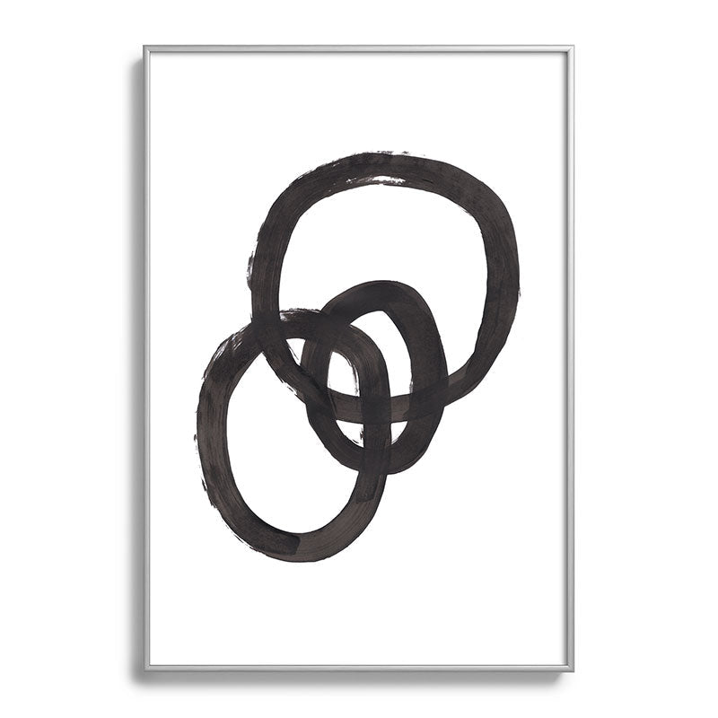 And I Op' Minimalist Ink Line Drawing Abstract Black Brush Strokes Modern Funky Maze by Ejaaz Haniff  Framed Art Print