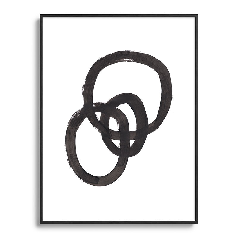 And I Op' Minimalist Ink Line Drawing Abstract Black Brush Strokes Modern Funky Maze by Ejaaz Haniff  Framed Art Print