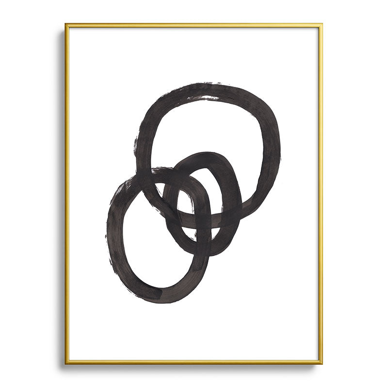And I Op' Minimalist Ink Line Drawing Abstract Black Brush Strokes Modern Funky Maze by Ejaaz Haniff  Framed Art Print