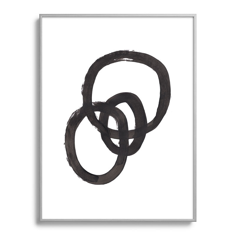 And I Op' Minimalist Ink Line Drawing Abstract Black Brush Strokes Modern Funky Maze by Ejaaz Haniff  Framed Art Print