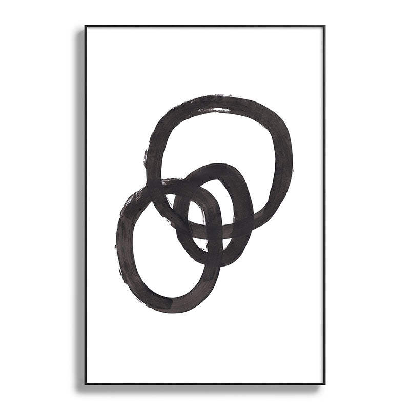 And I Op' Minimalist Ink Line Drawing Abstract Black Brush Strokes Modern Funky Maze by Ejaaz Haniff  Framed Art Print