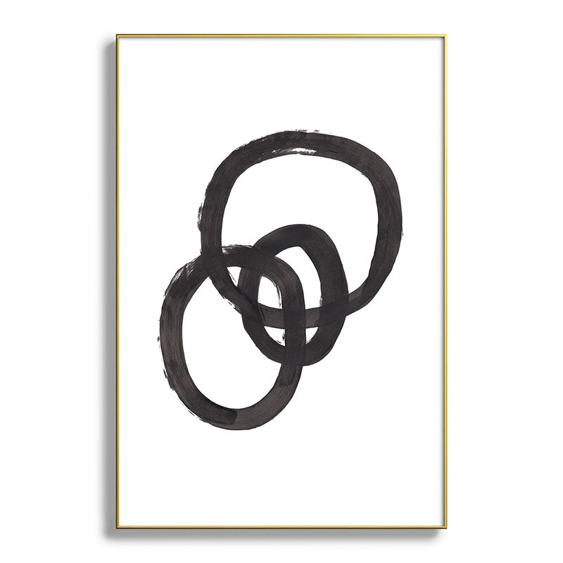 And I Op' Minimalist Ink Line Drawing Abstract Black Brush Strokes Modern Funky Maze by Ejaaz Haniff  Framed Art Print