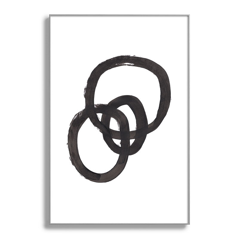 And I Op' Minimalist Ink Line Drawing Abstract Black Brush Strokes Modern Funky Maze by Ejaaz Haniff  Framed Art Print