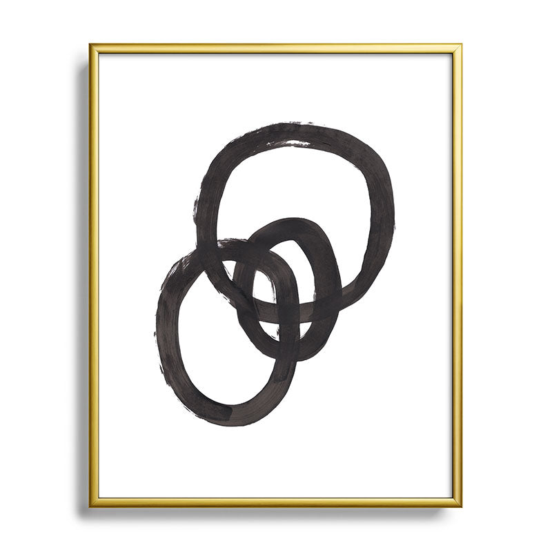 And I Op' Minimalist Ink Line Drawing Abstract Black Brush Strokes Modern Funky Maze by Ejaaz Haniff  Framed Art Print