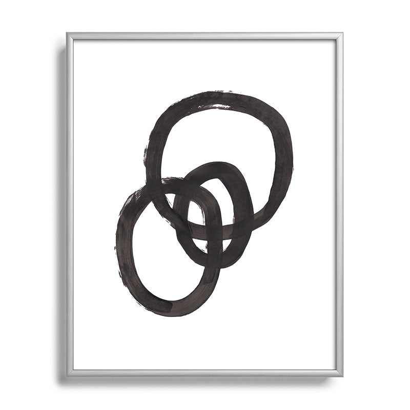 And I Op' Minimalist Ink Line Drawing Abstract Black Brush Strokes Modern Funky Maze by Ejaaz Haniff  Framed Art Print