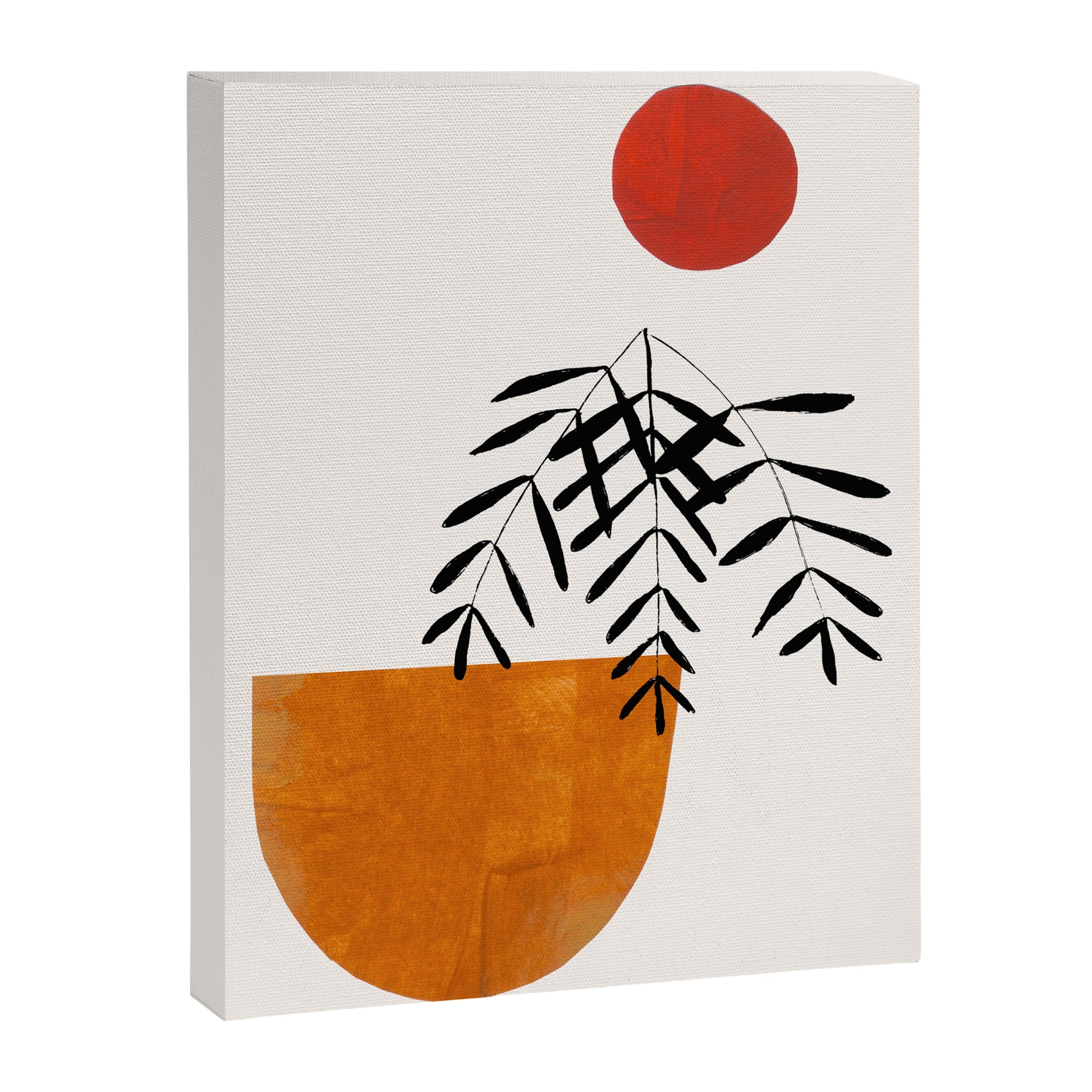 Autumn Vine' Minimal Mid Century Abstract Shapes With Floral Plant Motif Boho Vintage Paper Collage Line Drawing Canvas Print