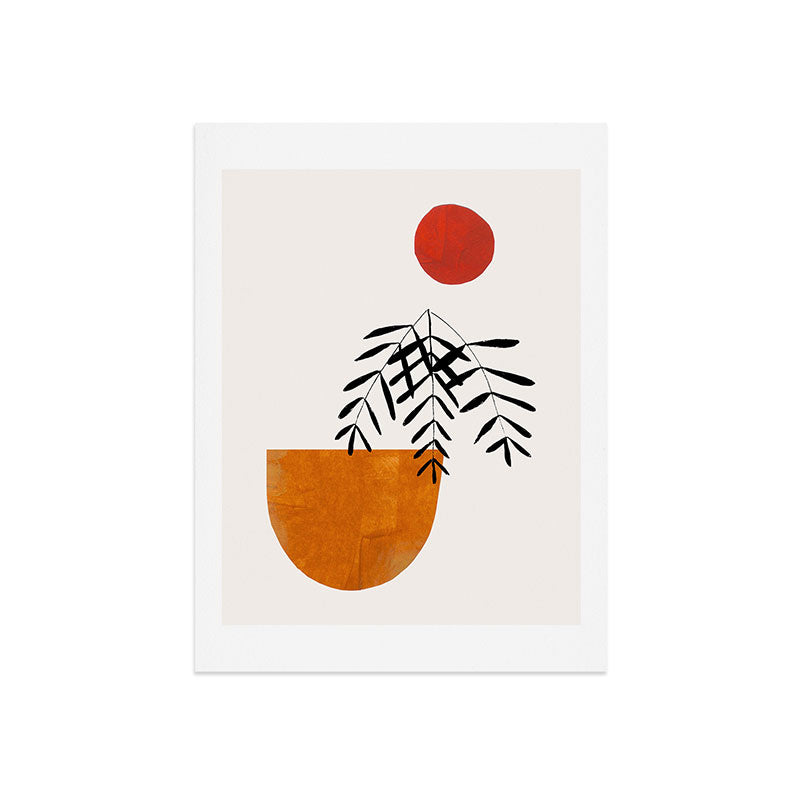 Autumn Vine' Minimal Mid Century Abstract Shapes With Floral Plant Motif Boho Vintage Paper Collage Line Drawing Art Print