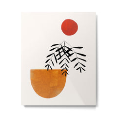 Autumn Vine' Minimal Mid Century Abstract Shapes With Floral Plant Motif Boho Vintage Paper Collage Line Drawing Metal Print