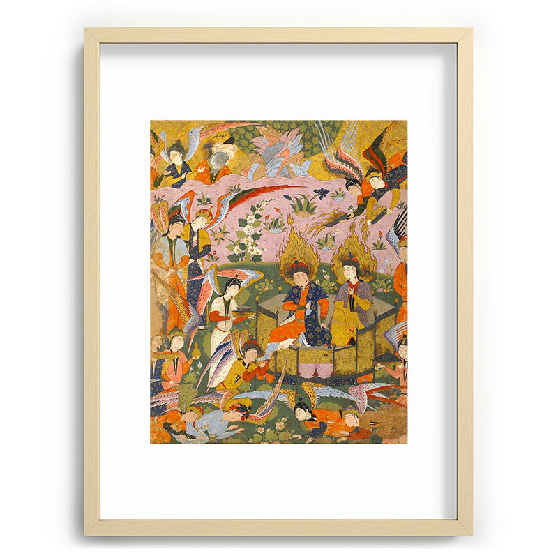 (Book of omens) Angels bow before Adam and Eve in Paradise Islamic Antique Art  Framed Art Print