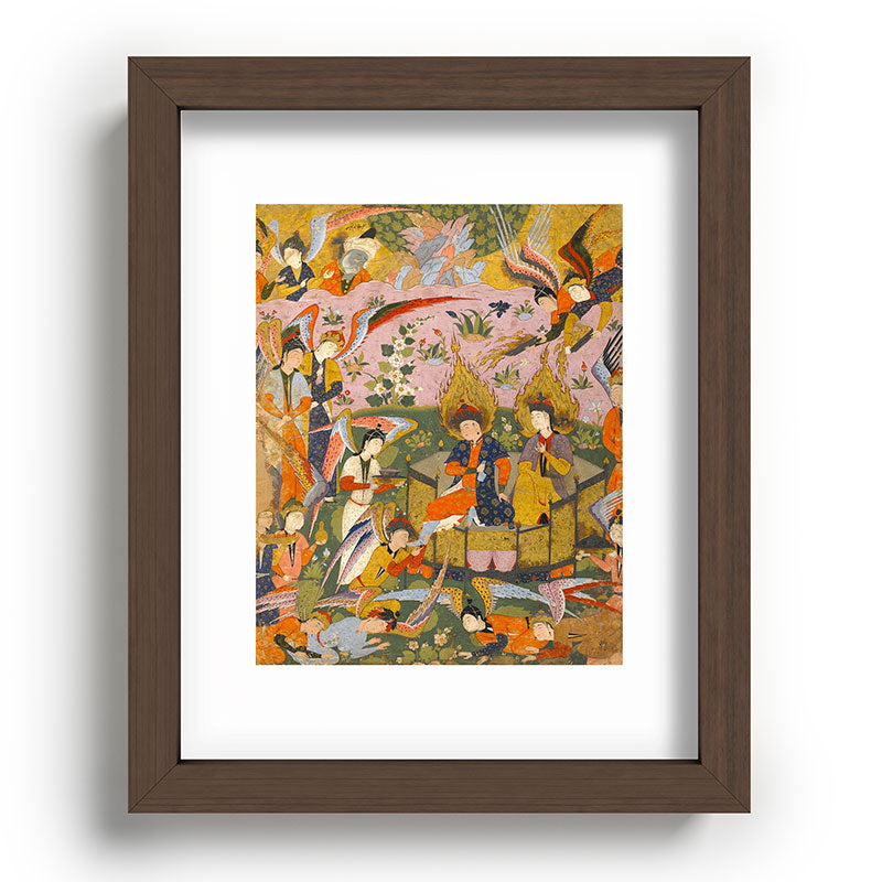 (Book of omens) Angels bow before Adam and Eve in Paradise Islamic Antique Art  Framed Art Print