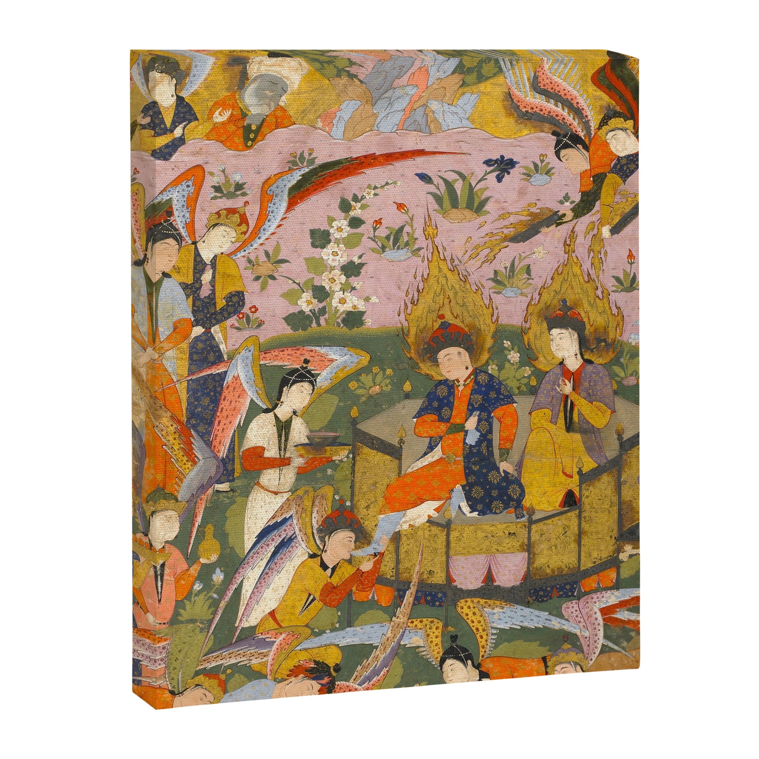 (Book of omens) Angels bow before Adam and Eve in Paradise Islamic Antique Art  Canvas Print