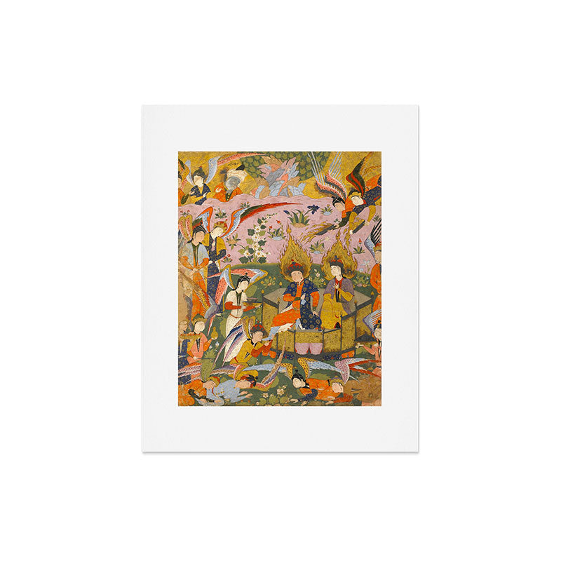 (Book of omens) Angels bow before Adam and Eve in Paradise Islamic Antique Art  Art Print