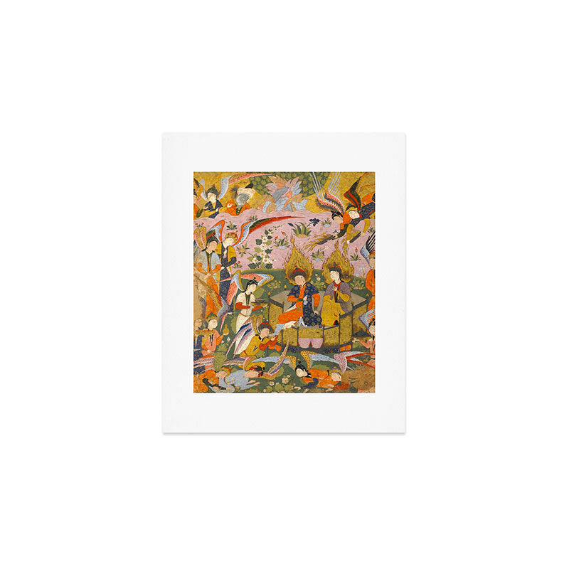 (Book of omens) Angels bow before Adam and Eve in Paradise Islamic Antique Art  Art Print