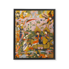 (Book of omens) Angels bow before Adam and Eve in Paradise Islamic Antique Art  Framed Canvas Print