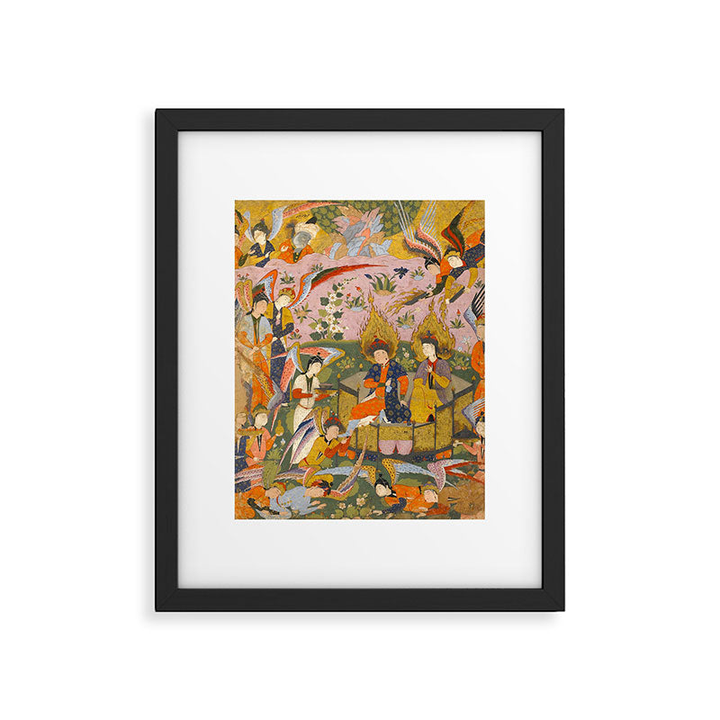 (Book of omens) Angels bow before Adam and Eve in Paradise Islamic Antique Art  Framed Art Print