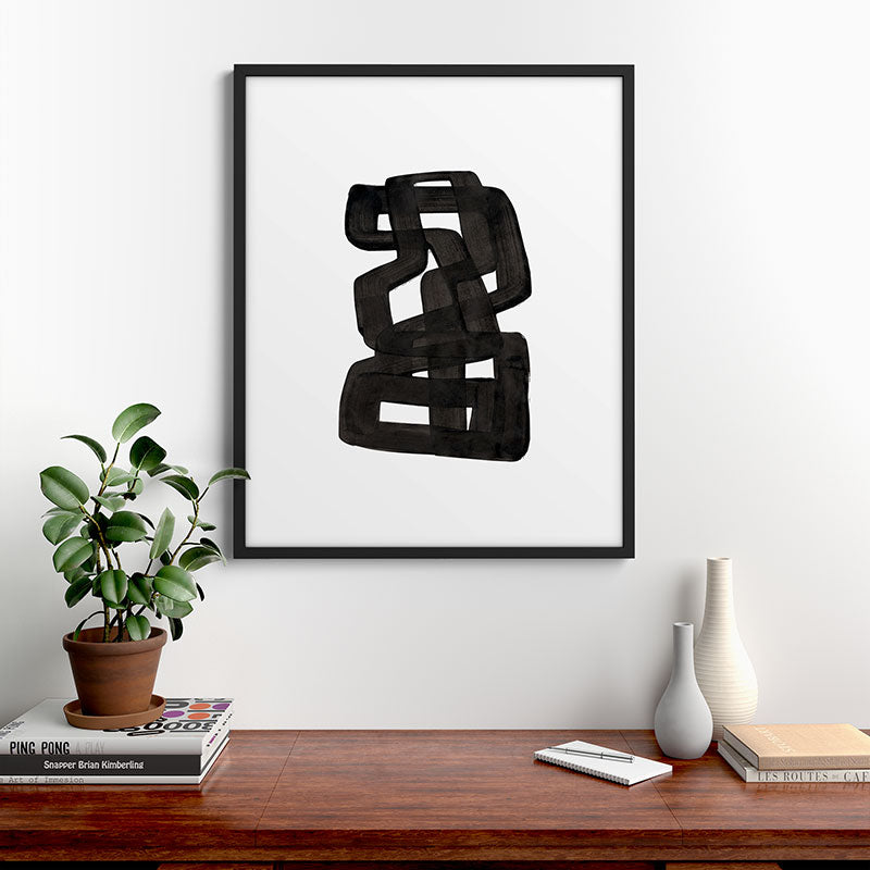 Boulder' Mid Century Modern Fun Abstract Shapes  Framed Art Print