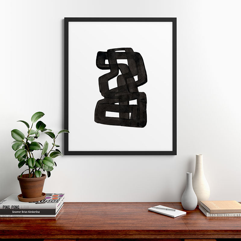Boulder' Mid Century Modern Fun Abstract Shapes  Framed Art Print