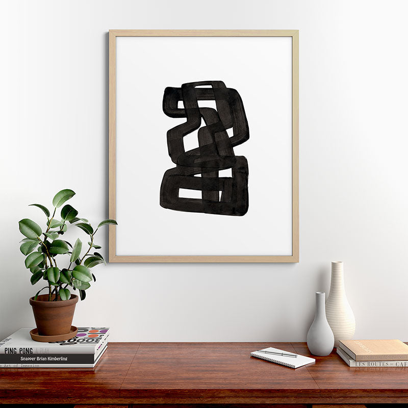Boulder' Mid Century Modern Fun Abstract Shapes  Framed Art Print