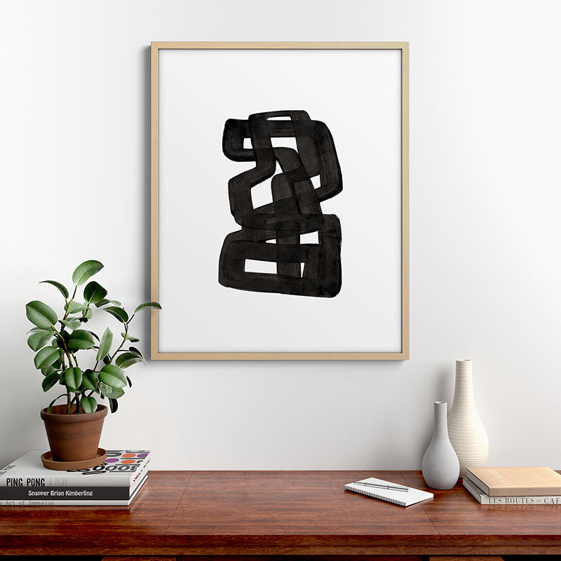 Boulder' Mid Century Modern Fun Abstract Shapes  Framed Art Print