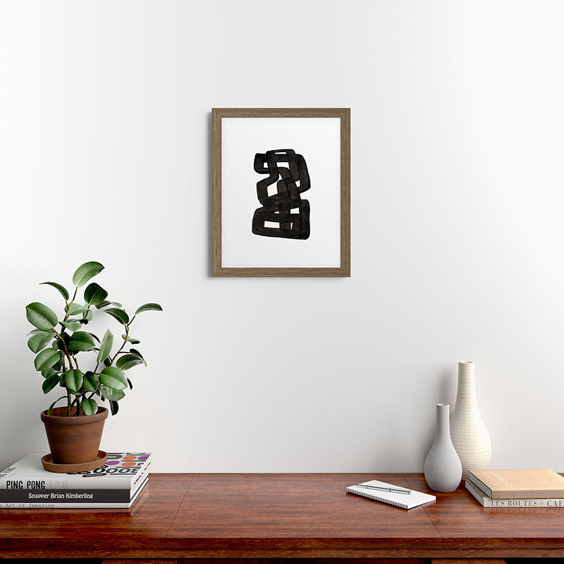 Boulder' Mid Century Modern Fun Abstract Shapes  Framed Art Print
