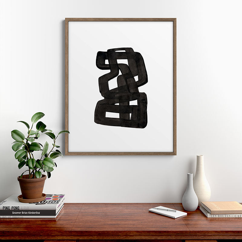 Boulder' Mid Century Modern Fun Abstract Shapes  Framed Art Print
