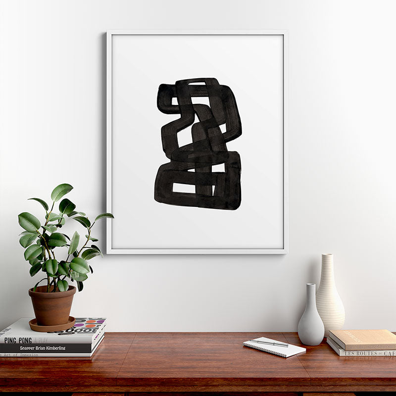 Boulder' Mid Century Modern Fun Abstract Shapes  Framed Art Print