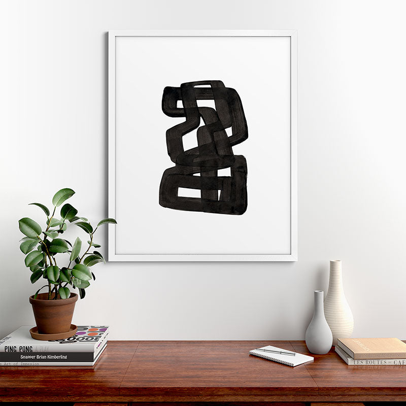 Boulder' Mid Century Modern Fun Abstract Shapes  Framed Art Print