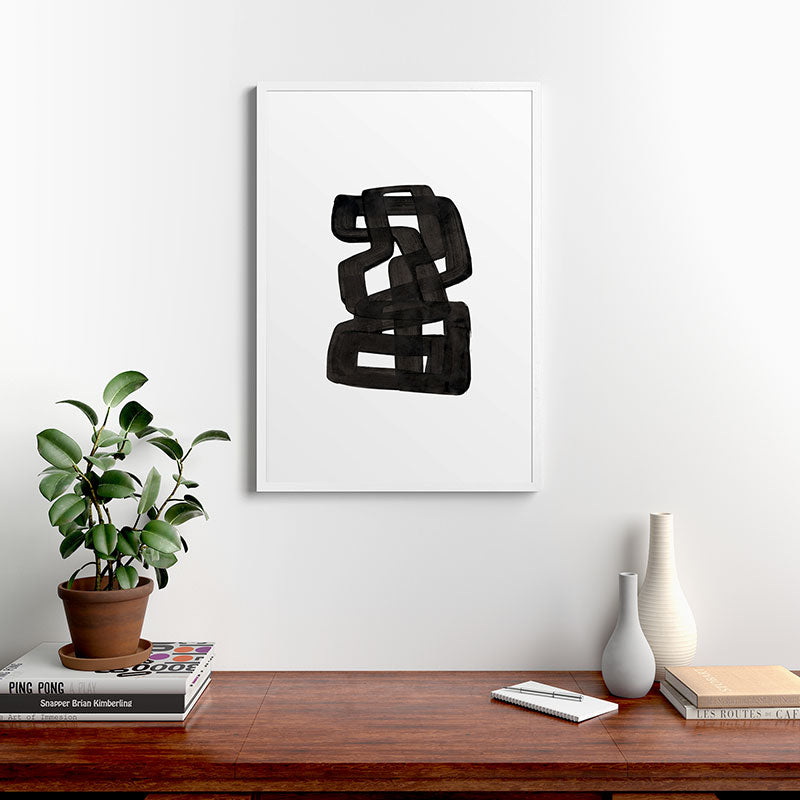 Boulder' Mid Century Modern Fun Abstract Shapes  Framed Art Print