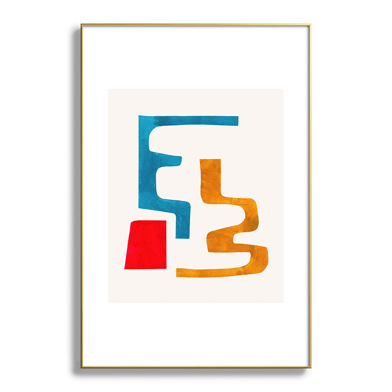 Falling Down' Paper Collage Fun Colorful Shapes Mid Century Minimal Abstract Art by Ejaaz Haniff Framed Art Print