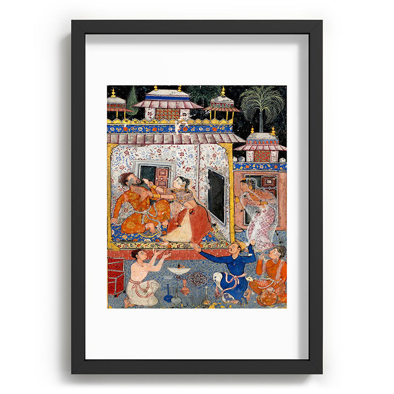 -India, Mughal, Reign of Akbar, 16th century - Page from Tales of a Parrot (Tuti-nama)- Eighth night- The deceitful wife a - 1962 Framed Art Print