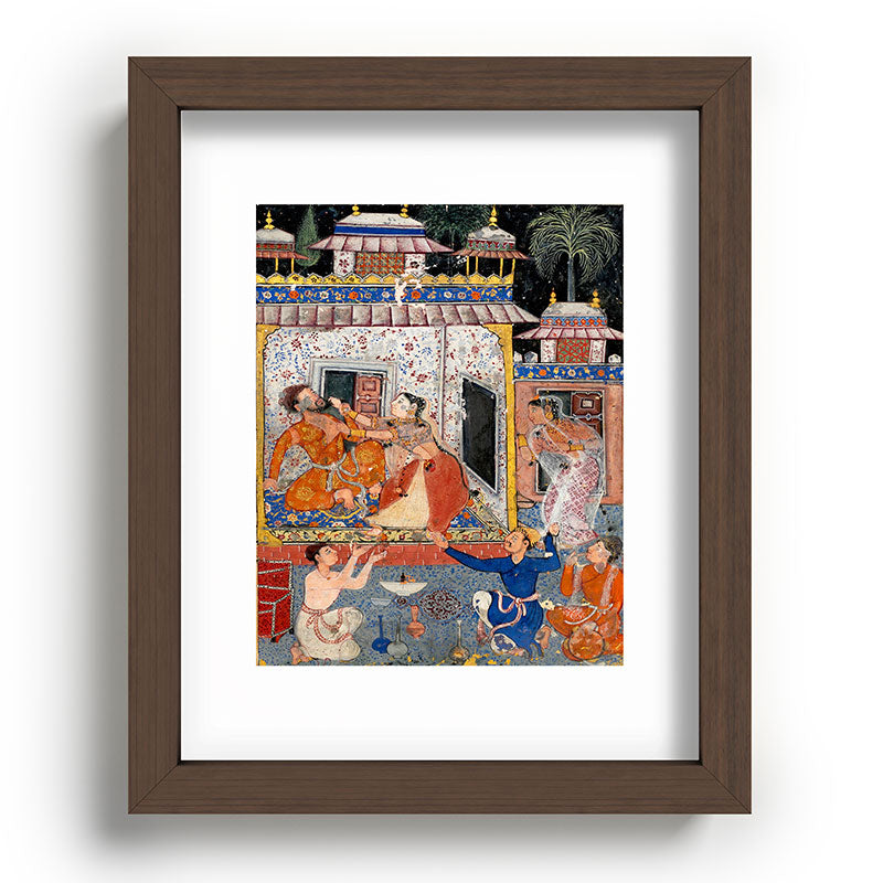 -India, Mughal, Reign of Akbar, 16th century - Page from Tales of a Parrot (Tuti-nama)- Eighth night- The deceitful wife a - 1962 Framed Art Print