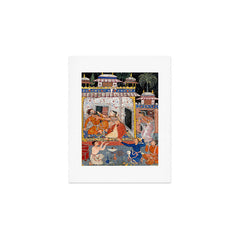 -India, Mughal, Reign of Akbar, 16th century - Page from Tales of a Parrot (Tuti-nama)- Eighth night- The deceitful wife a - 1962 Art Print