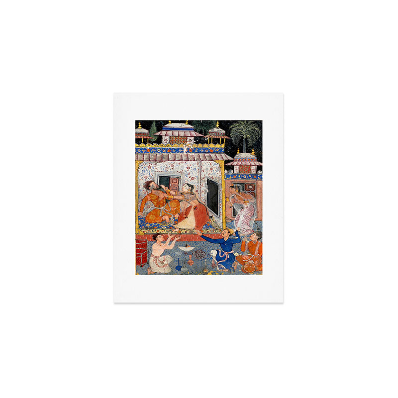-India, Mughal, Reign of Akbar, 16th century - Page from Tales of a Parrot (Tuti-nama)- Eighth night- The deceitful wife a - 1962 Art Print