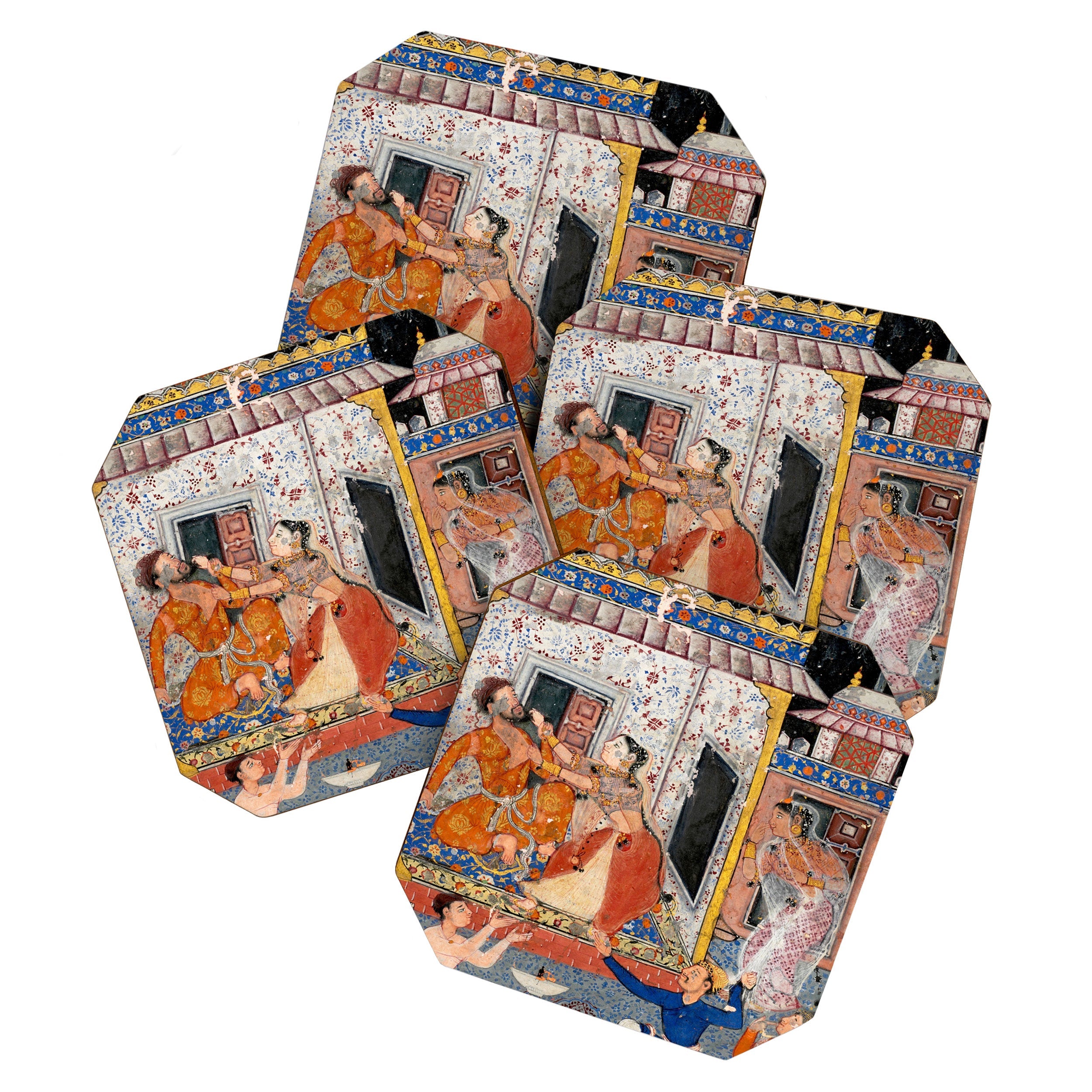 -India, Mughal, Reign of Akbar, 16th century - Page from Tales of a Parrot (Tuti-nama)- Eighth night- The deceitful wife a - 1962 Coaster