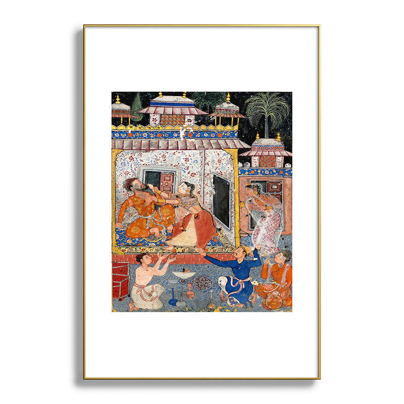 -India, Mughal, Reign of Akbar, 16th century - Page from Tales of a Parrot (Tuti-nama)- Eighth night- The deceitful wife a - 1962 Framed Art Print