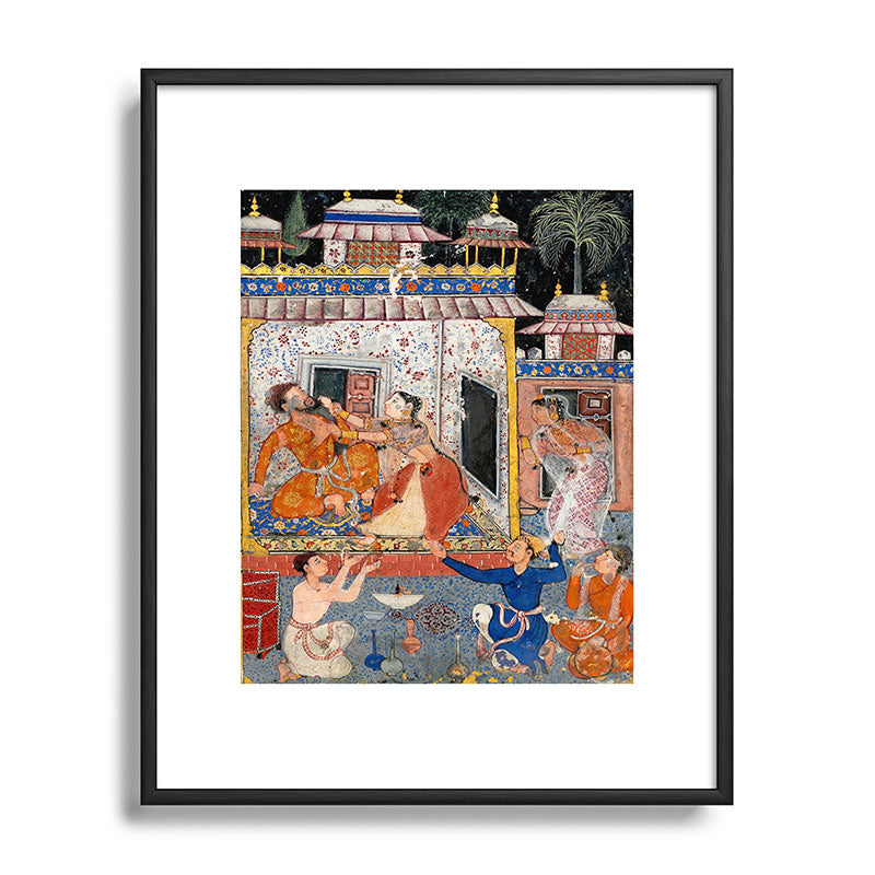 -India, Mughal, Reign of Akbar, 16th century - Page from Tales of a Parrot (Tuti-nama)- Eighth night- The deceitful wife a - 1962 Framed Art Print