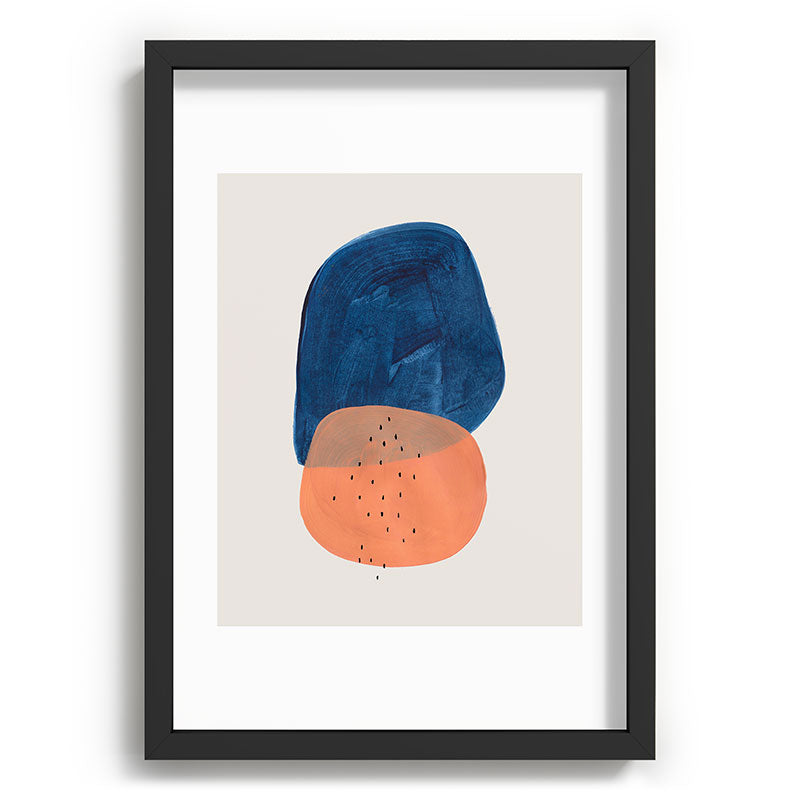 Twins' Minimalist Modern Mid Century Colorful Navy Blue Tan Shapes by Ejaaz Haniff Framed Art Print